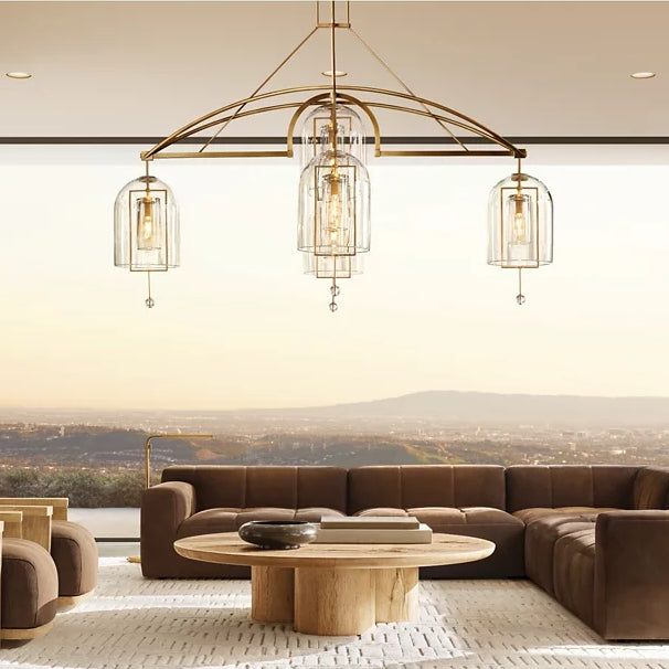 Fulcrum Cloche Glass Round Chandelier 85"