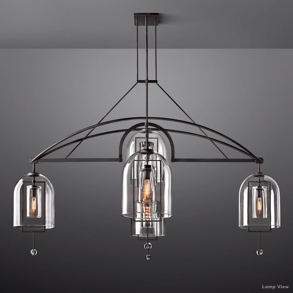 Fulcrum Cloche Glass Round Chandelier 85"