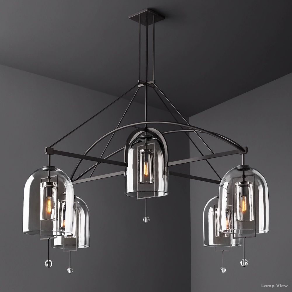 Fulcrum Cloche Glass Round Chandelier 73"