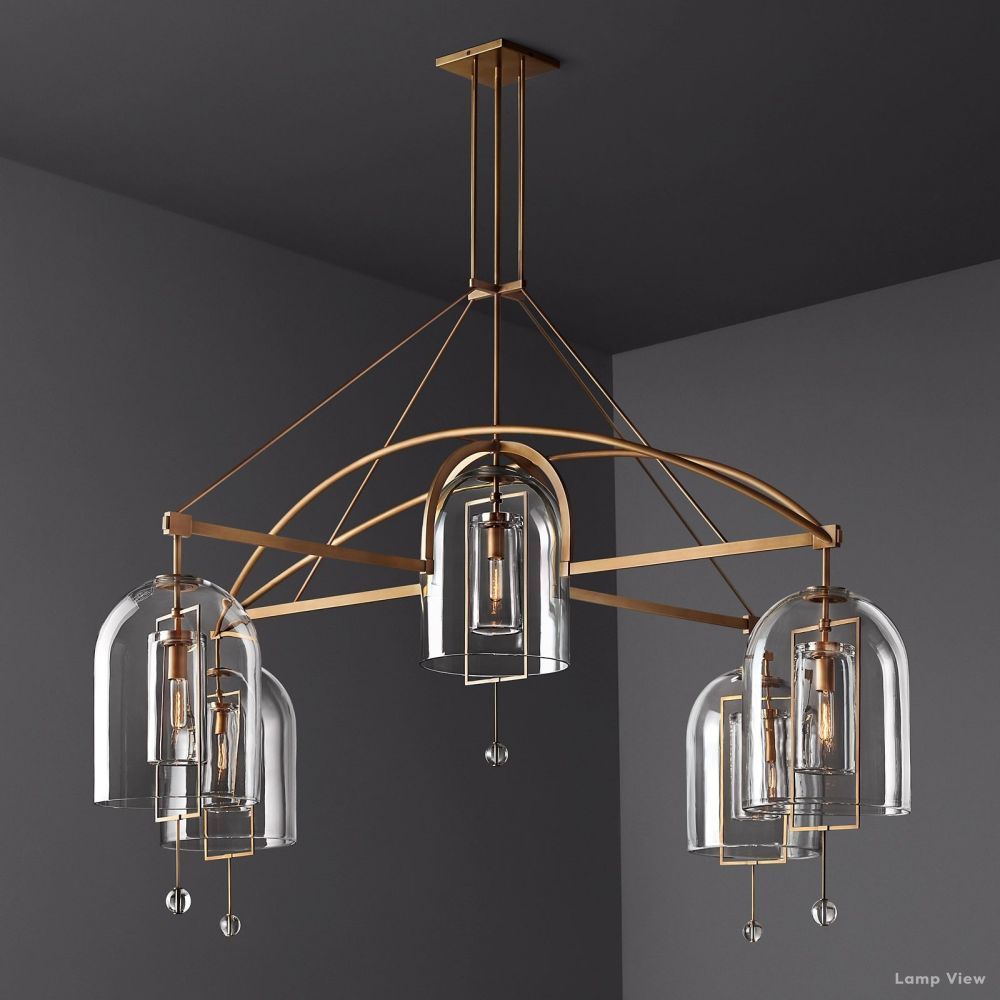 Fulcrum Cloche Glass Round Chandelier 61"
