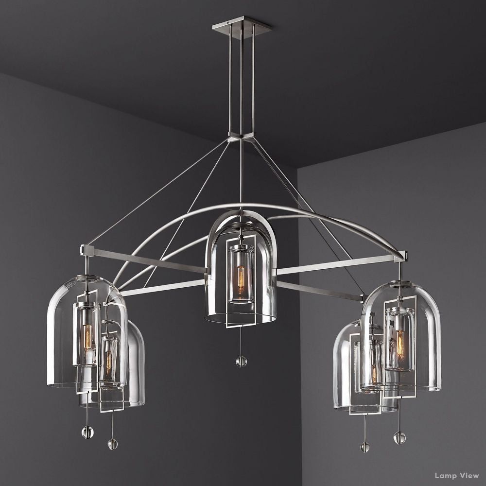 Fulcrum Cloche Glass Round Chandelier 85"