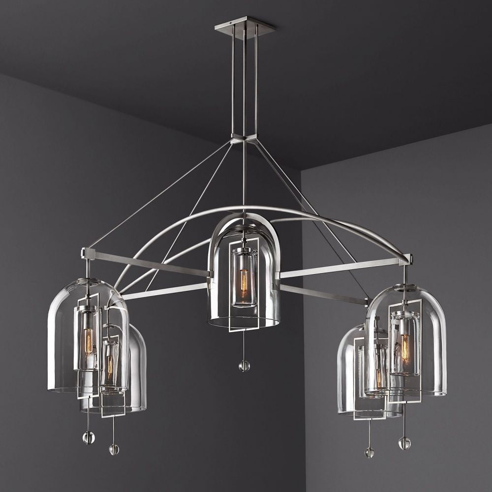 Fulcrum Cloche Glass Round Chandelier 73"