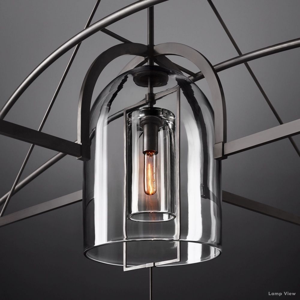 Fulcrum Cloche Glass Round Chandelier 85"