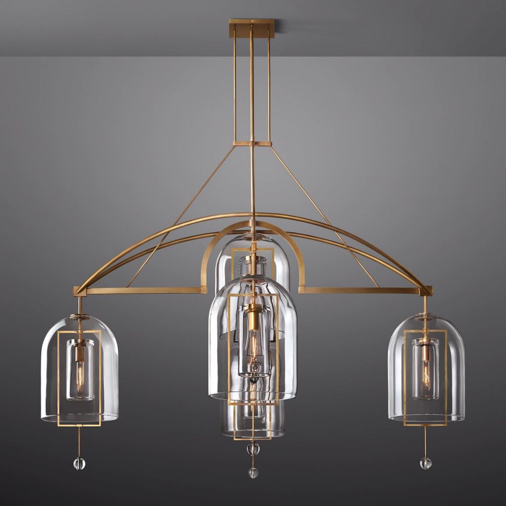 Fulcrum Cloche Glass Round Chandelier 73"