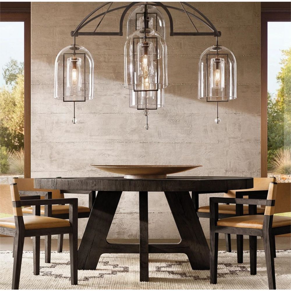 Fulcrum Cloche Glass Round Chandelier 61"