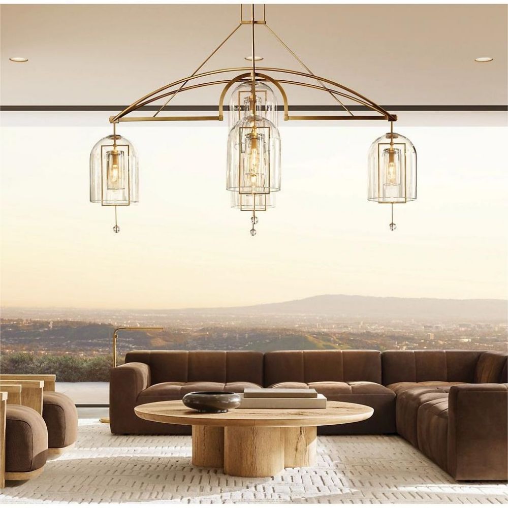 Fulcrum Cloche Glass Round Chandelier 73"