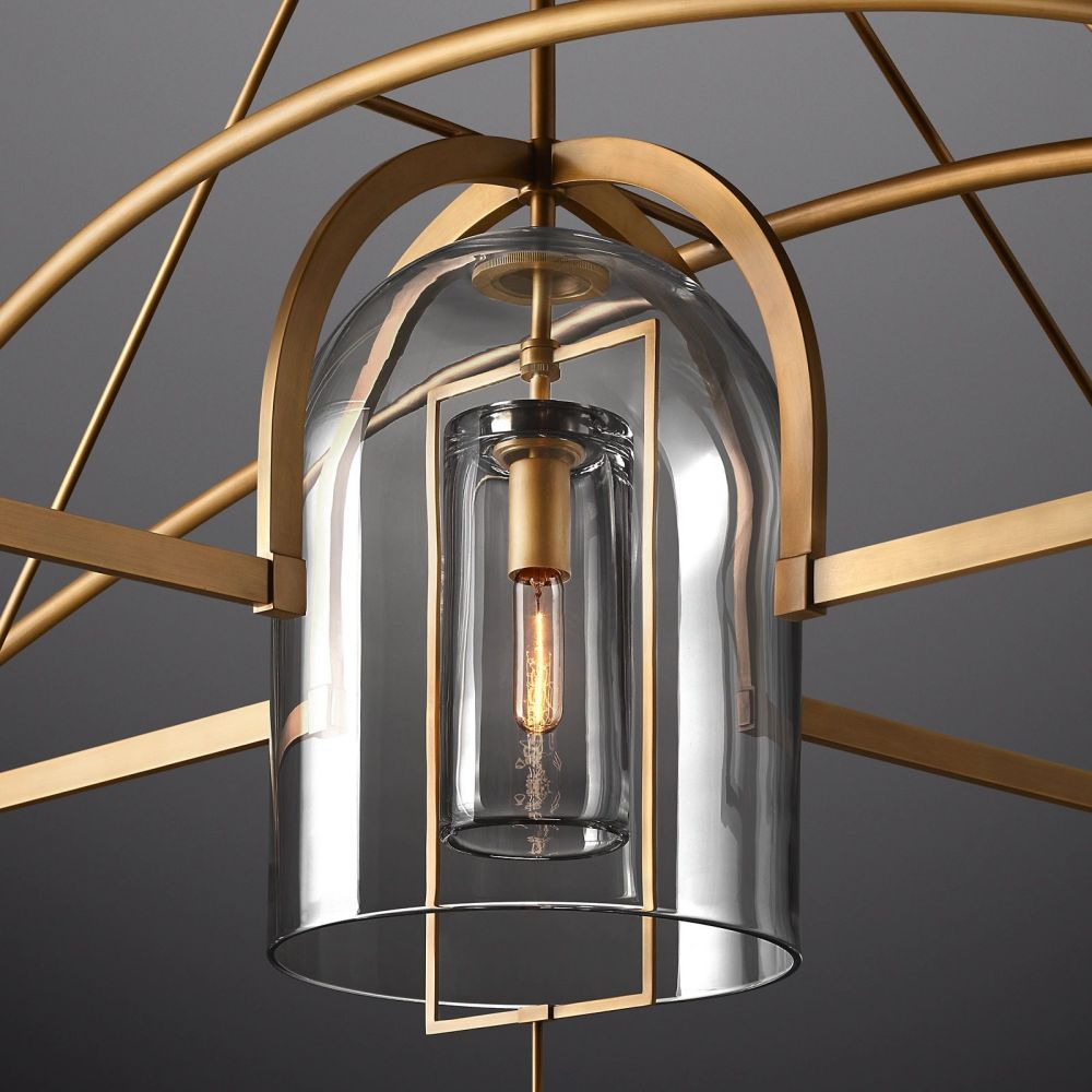 Fulcrum Cloche Glass Round Chandelier 61"