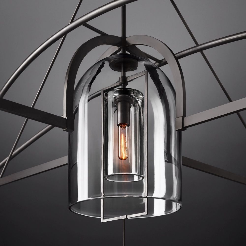 Fulcrum Cloche Glass Round Chandelier 61"
