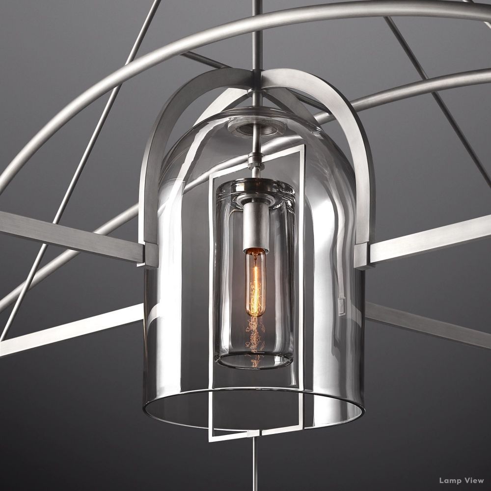 Fulcrum Cloche Glass Round Chandelier 61"