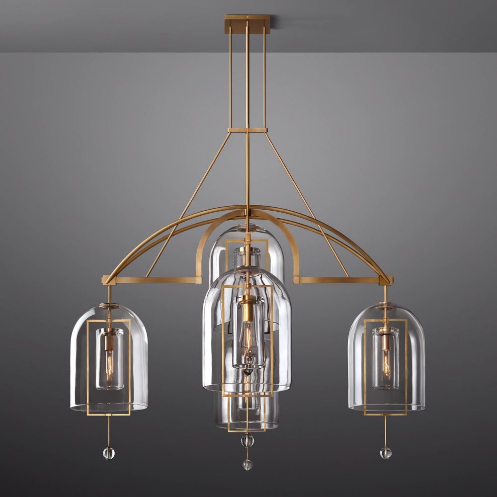 Fulcrum Cloche Glass Round Chandelier 61"