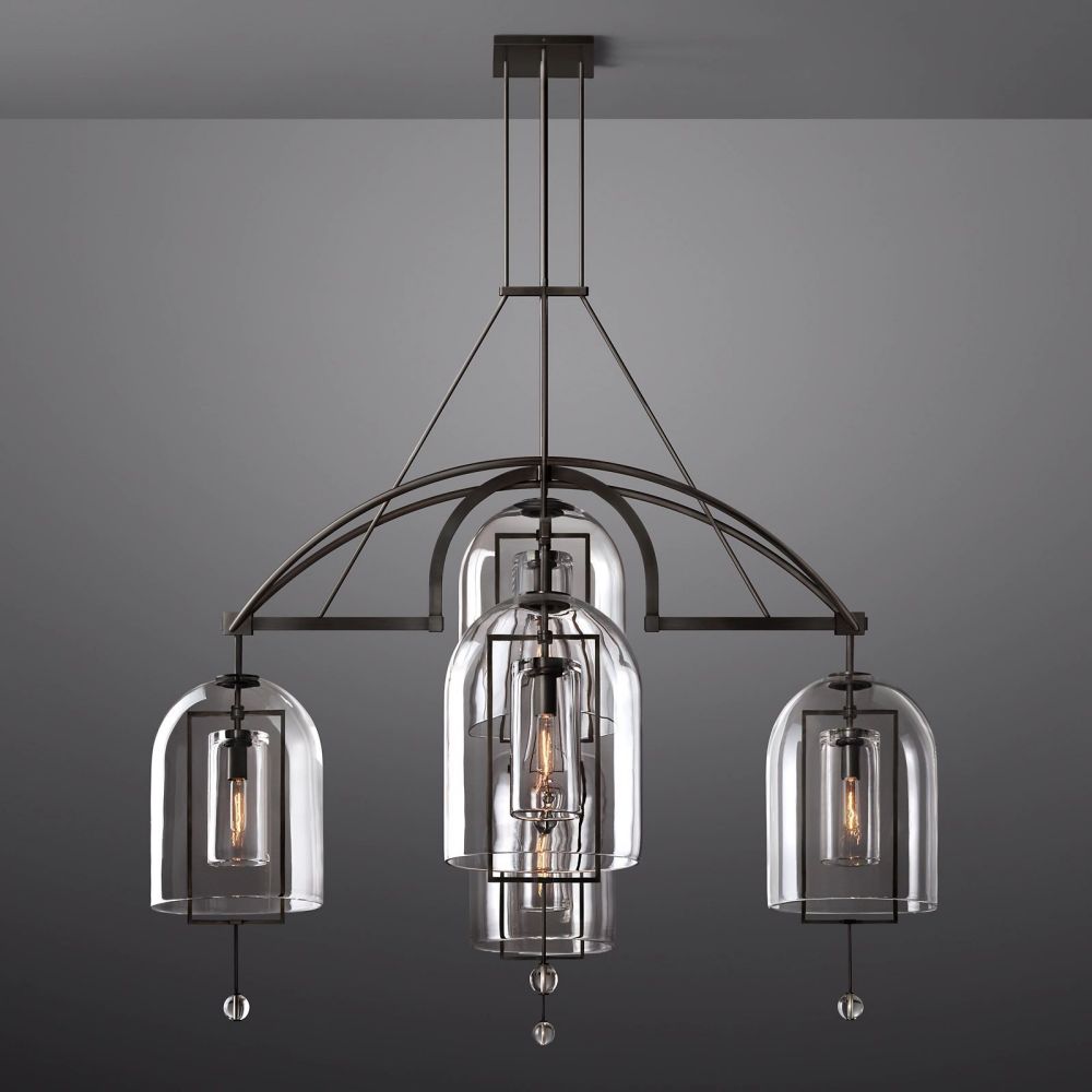 Fulcrum Cloche Glass Round Chandelier 61"