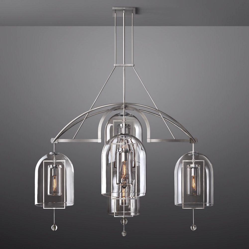 Fulcrum Cloche Glass Round Chandelier 61"