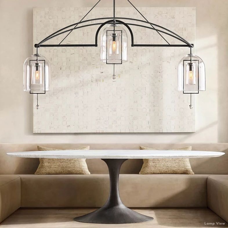 Fulcrum Cloche Glass Linear Chandelier 85"