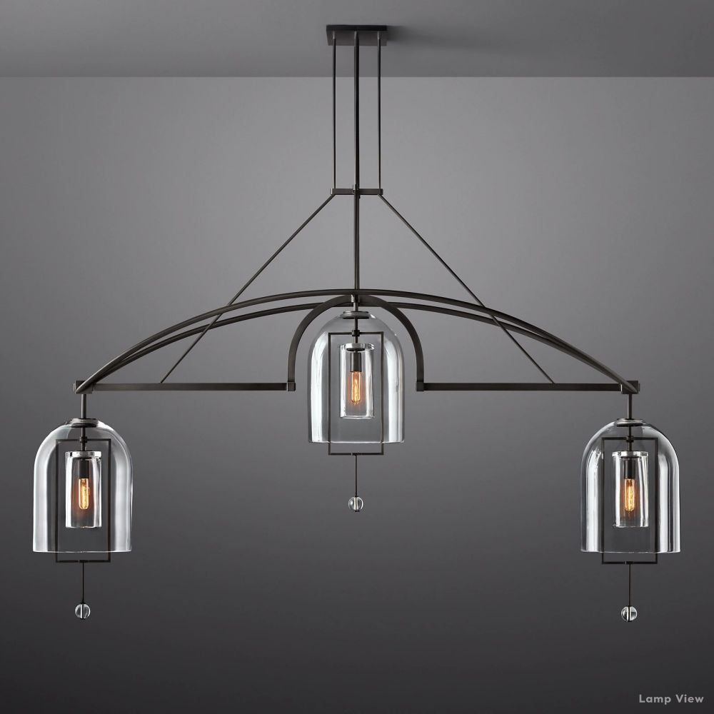 Fulcrum Cloche Glass Linear Chandelier 85"