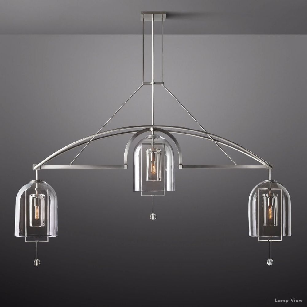 Fulcrum Cloche Glass Linear Chandelier 85"