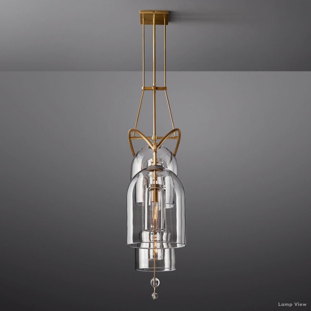 Fulcrum Cloche Glass Linear Chandelier 85"