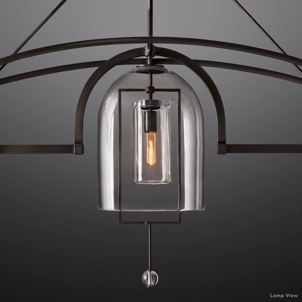 Fulcrum Cloche Glass Linear Chandelier 85"