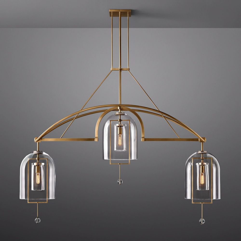 Fulcrum Cloche Glass Linear Chandelier 73"