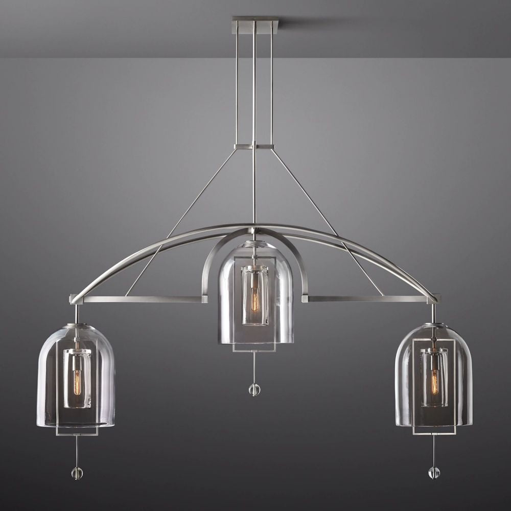 Fulcrum Cloche Glass Linear Chandelier 73"