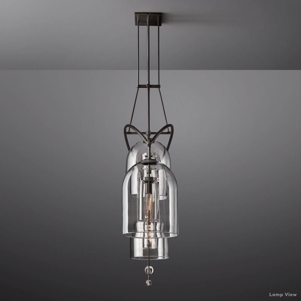 Fulcrum Cloche Glass Linear Chandelier 73"