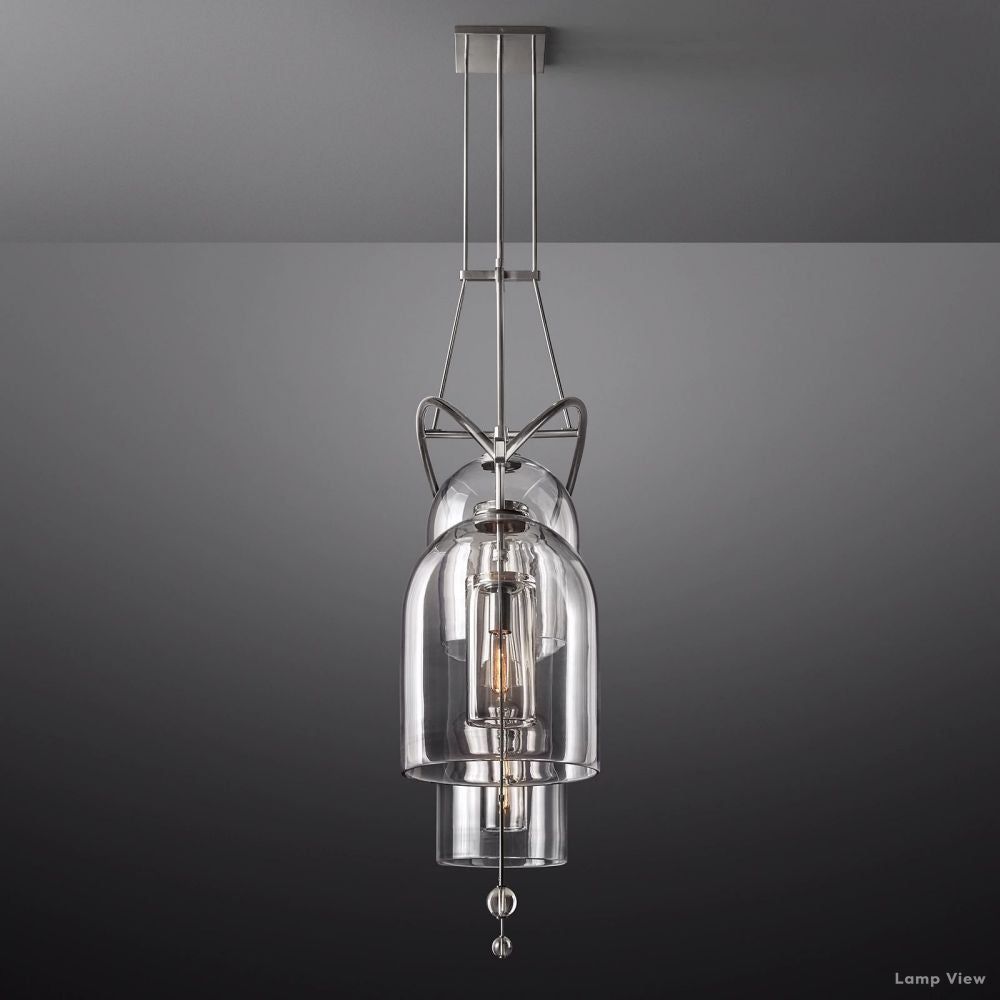 Fulcrum Cloche Glass Linear Chandelier 61"