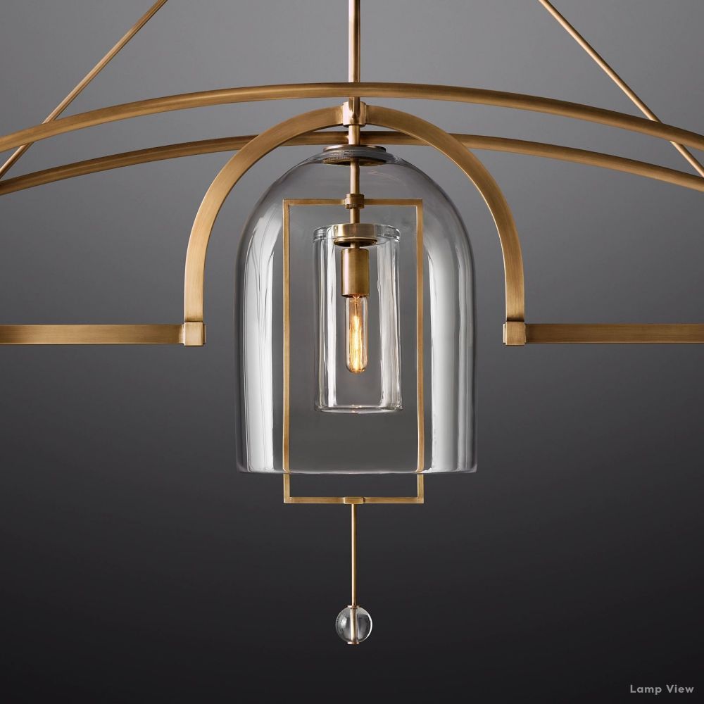 Fulcrum Cloche Glass Linear Chandelier 73"