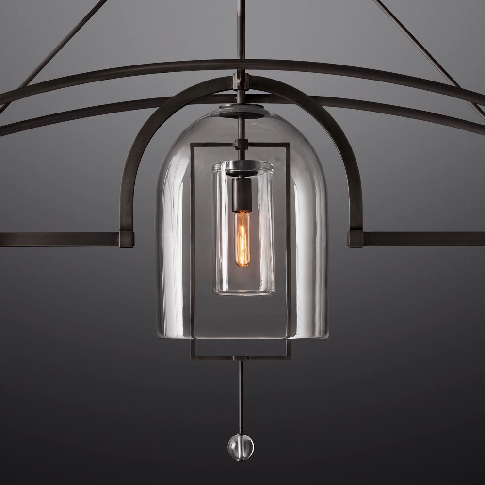 Fulcrum Cloche Glass Linear Chandelier 73"