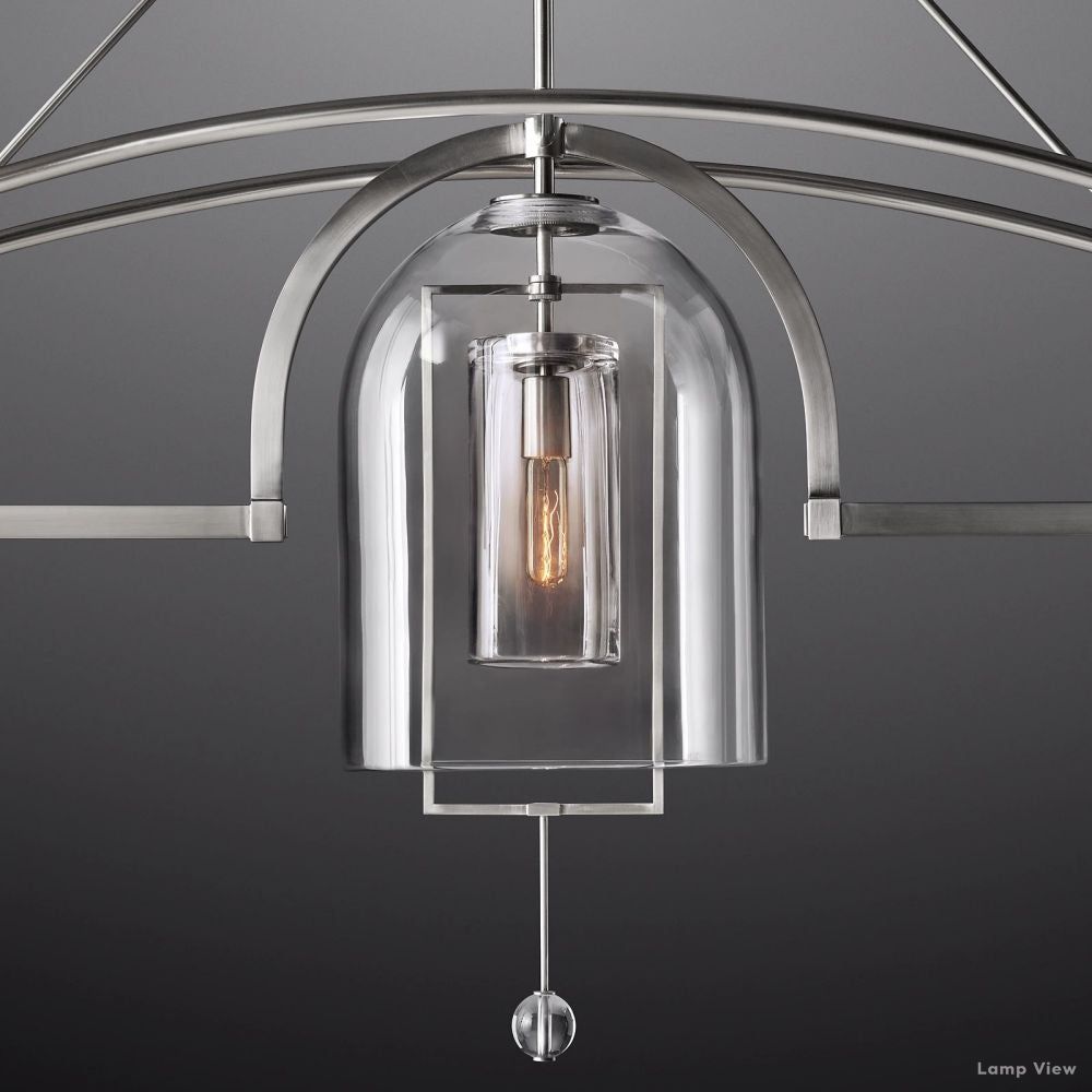 Fulcrum Cloche Glass Linear Chandelier 61"