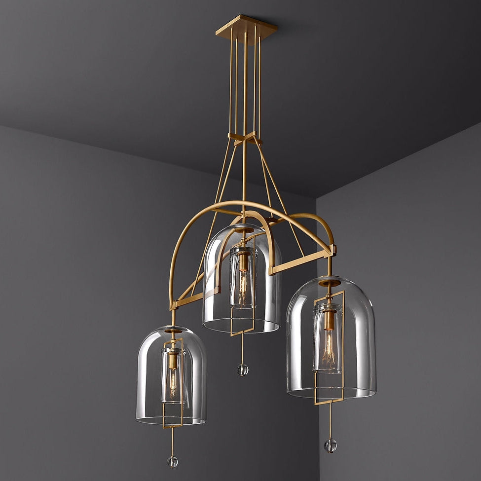 Fulcrum Cloche Glass Linear Chandelier 61"