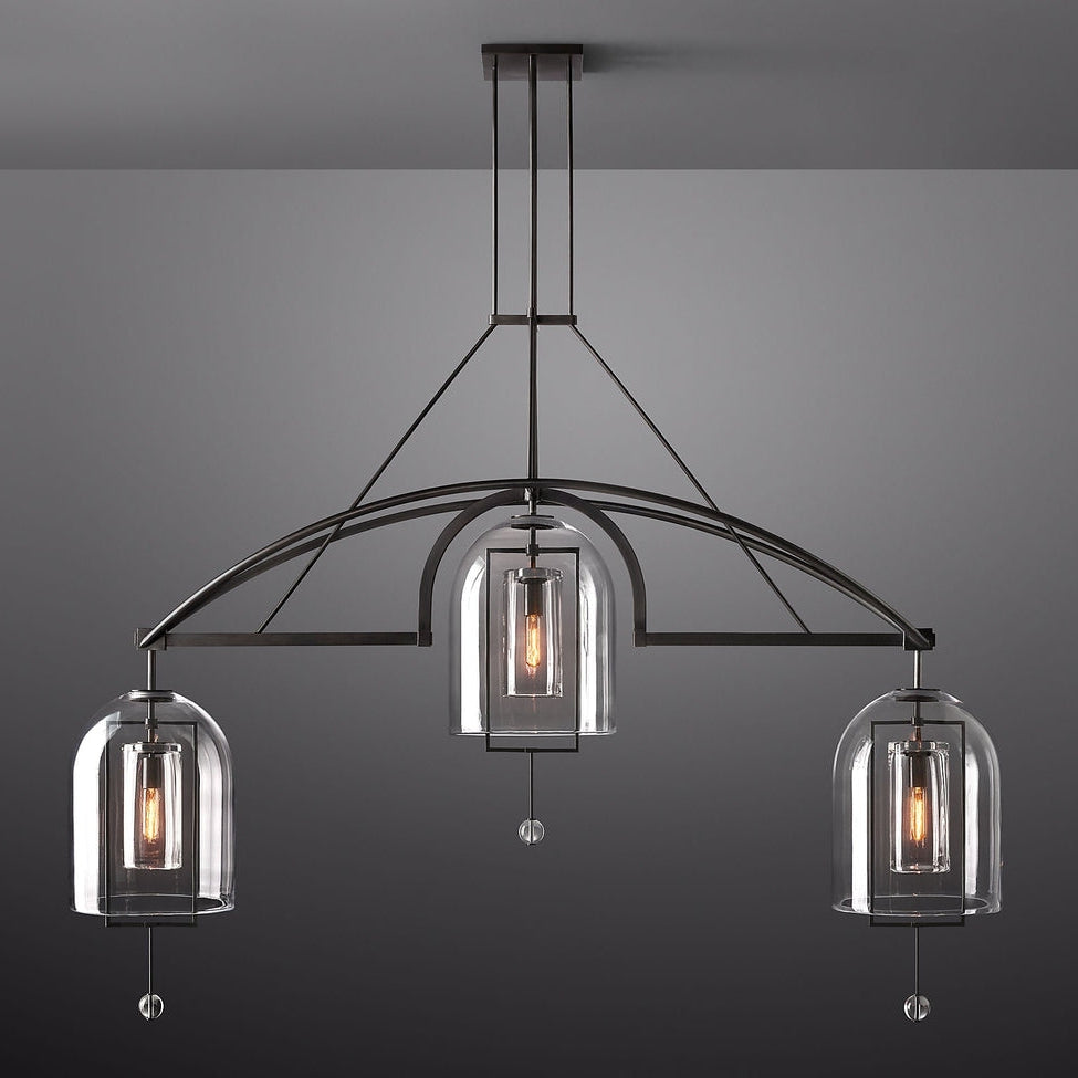Fulcrum Cloche Glass Linear Chandelier 73"