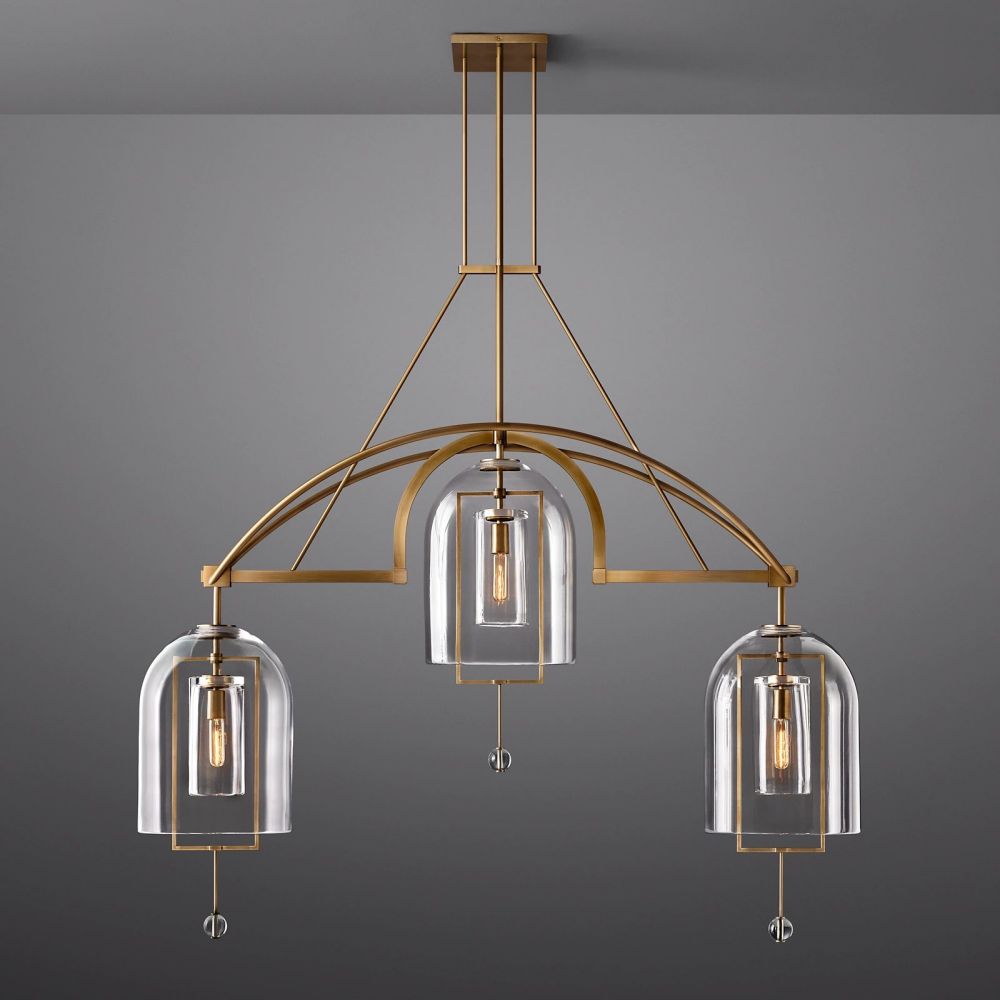 Fulcrum Cloche Glass Linear Chandelier 61"
