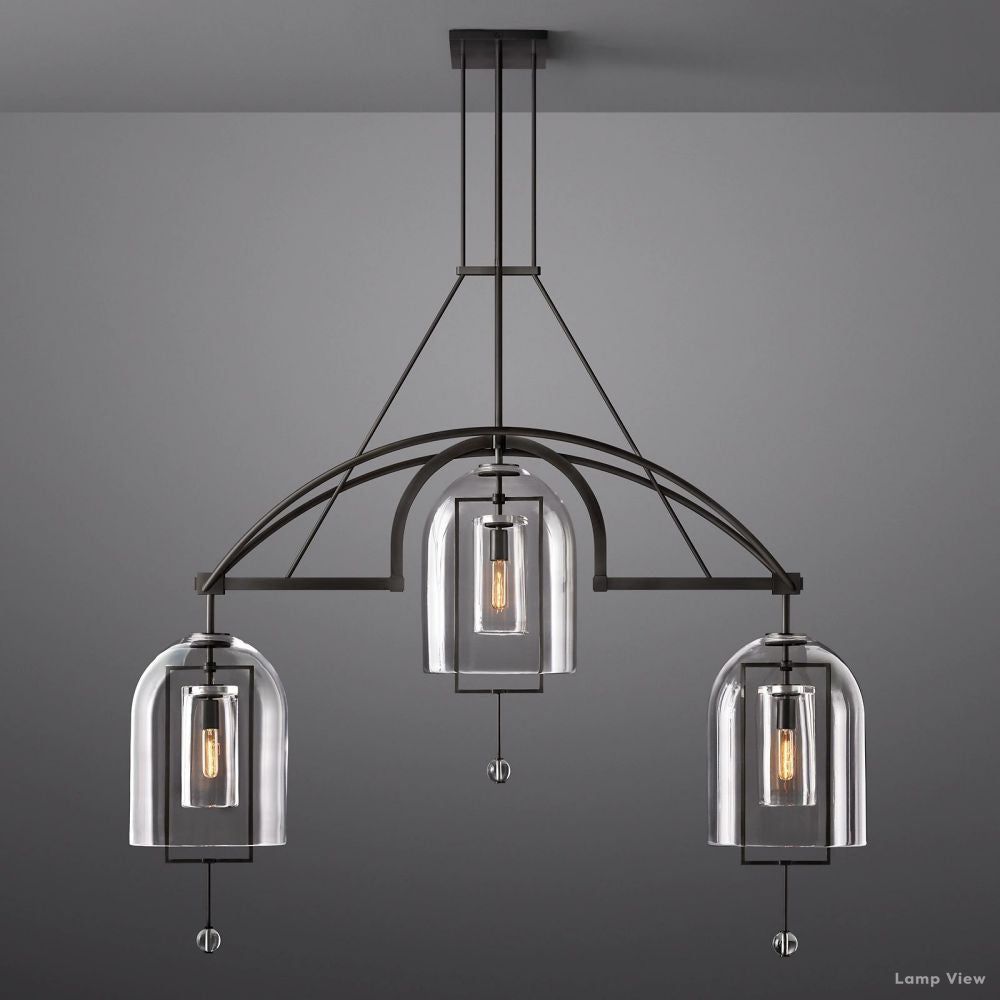 Fulcrum Cloche Glass Linear Chandelier 61"
