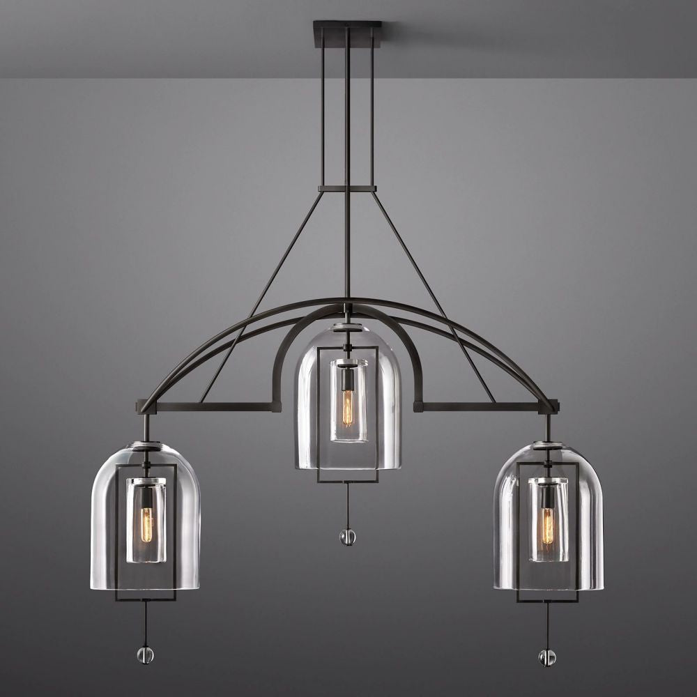 Fulcrum Cloche Glass Linear Chandelier 48"