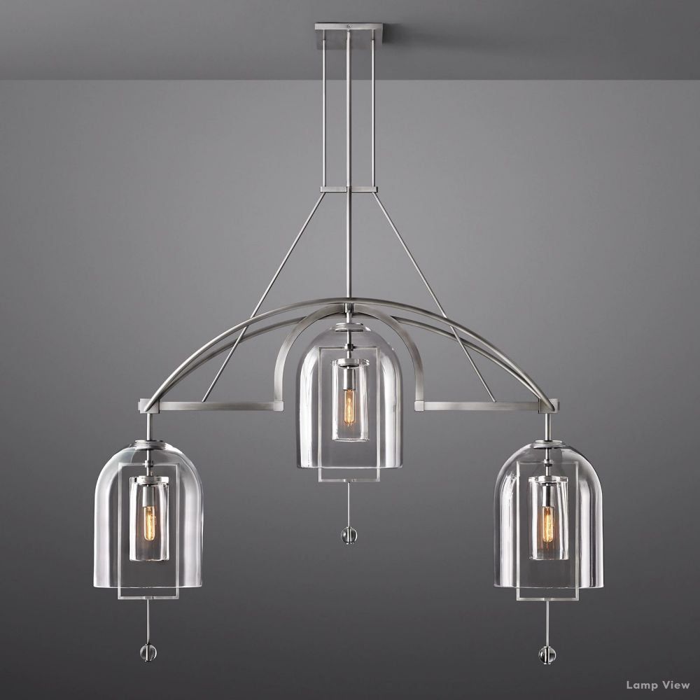 Fulcrum Cloche Glass Linear Chandelier 61"