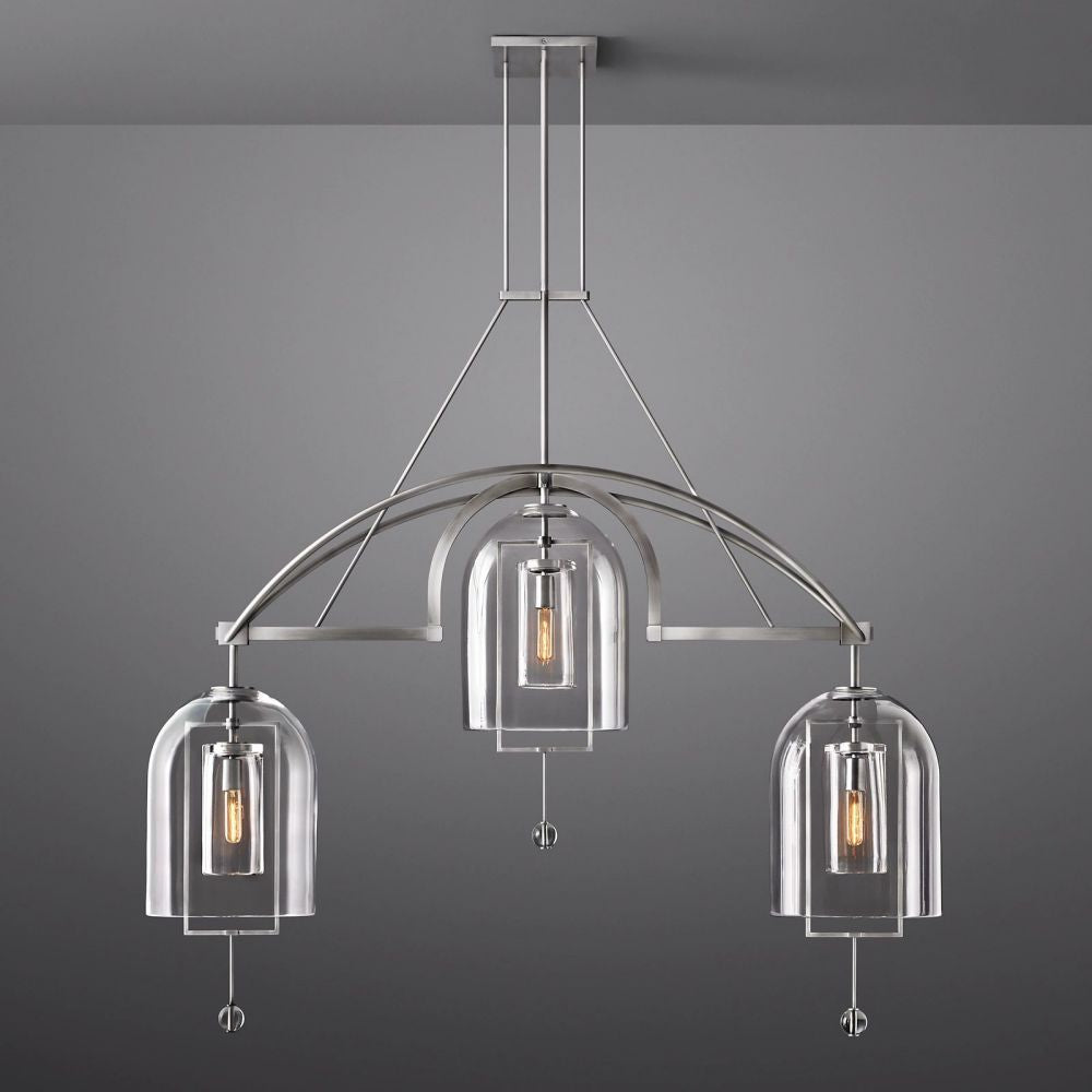 Fulcrum Cloche Glass Linear Chandelier 48"