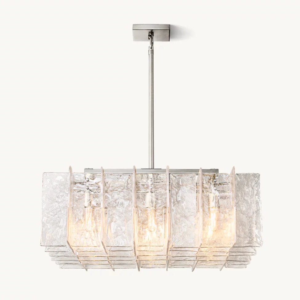 Lattice Contoured Glass Square Chandelier 37"