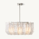 Lattice Contoured Glass Square Chandelier 37"