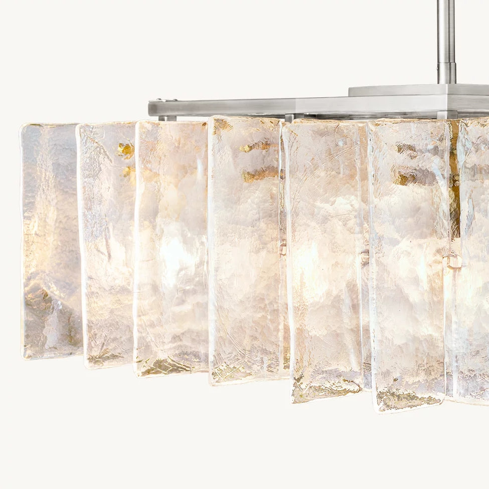 Lattice Contoured Glass Square Chandelier 37"
