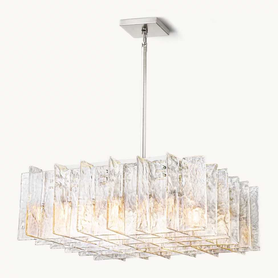 Lattice Contoured Glass Square Chandelier 37"