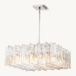 Lattice Contoured Glass Square Chandelier 37"