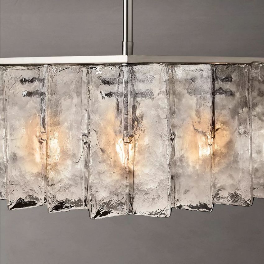 Lattice Contoured Glass Square Chandelier 37"