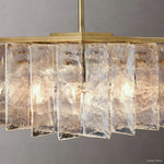 Lattice Contoured Glass Square Chandelier 49"