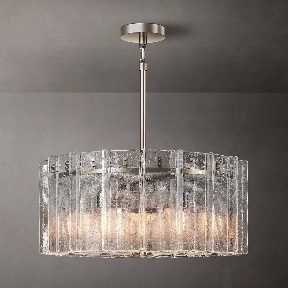 Lattice Contoured Glass Round Chandelier 37"