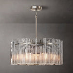 Lattice Contoured Glass Round Chandelier 37"