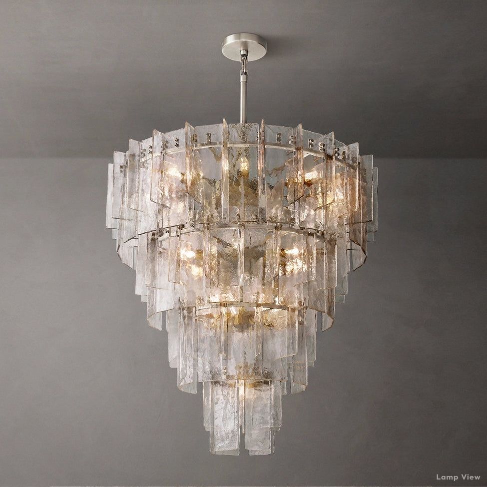 Lattice Contoured Glass Tiered Round Chandelier 47"