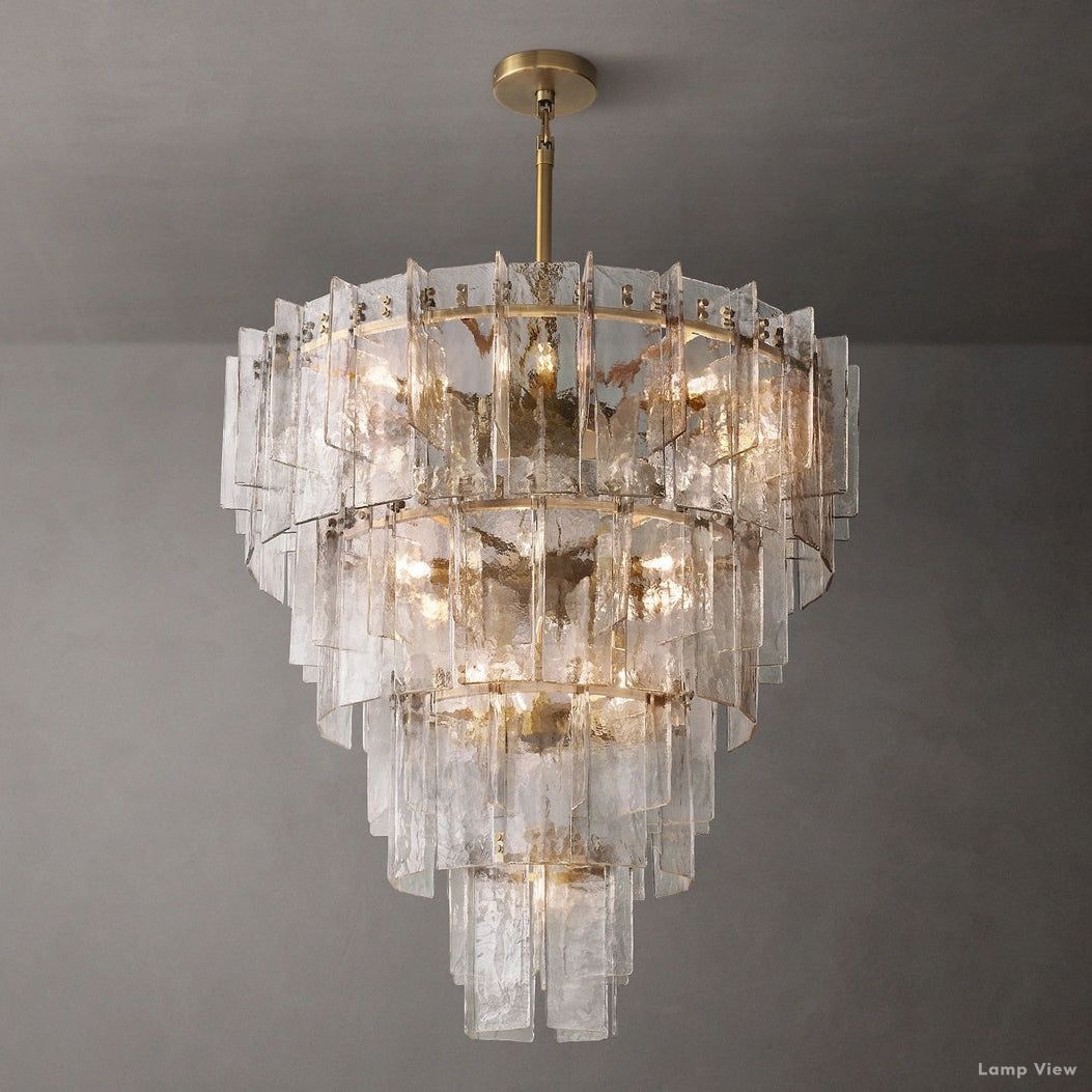 Lattice Contoured Glass Tiered Round Chandelier 47"