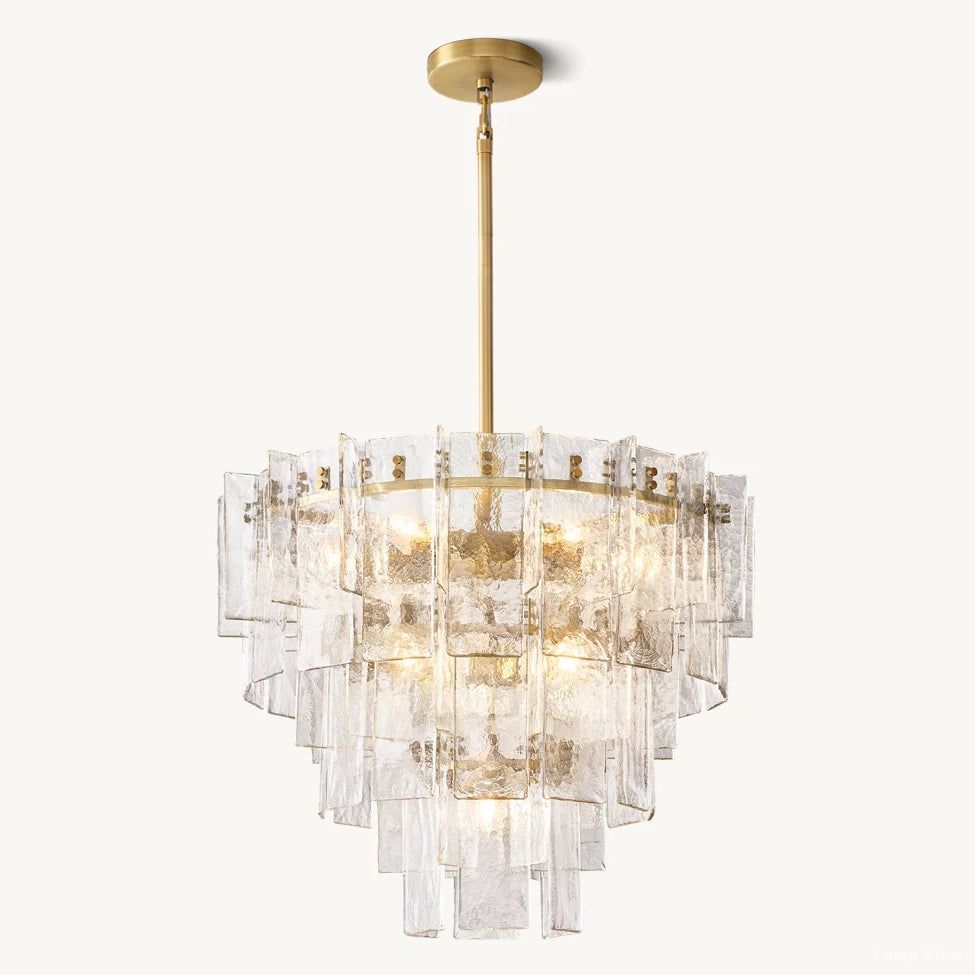 Lattice Contoured Glass Tiered Round Chandelier 36"