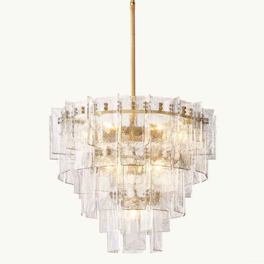 Lattice Contoured Glass Tiered Round Chandelier 36"