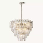 Lattice Contoured Glass Tiered Round Chandelier 36"