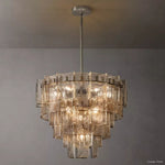 Lattice Contoured Glass Tiered Round Chandelier 36"